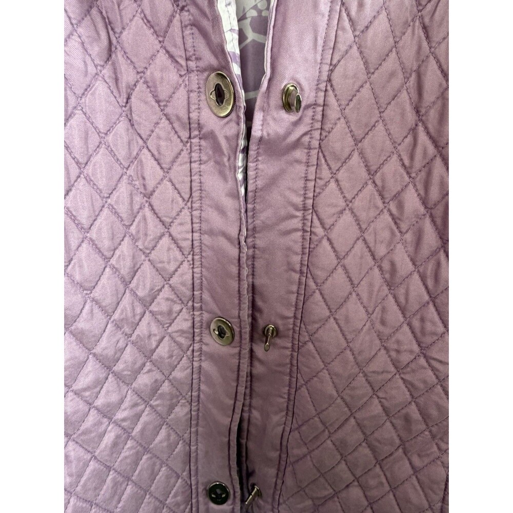 Dennis Basso 100% Silk Quilted Jacket Womens M Purple Toggle Coat - Picture 4 of 11